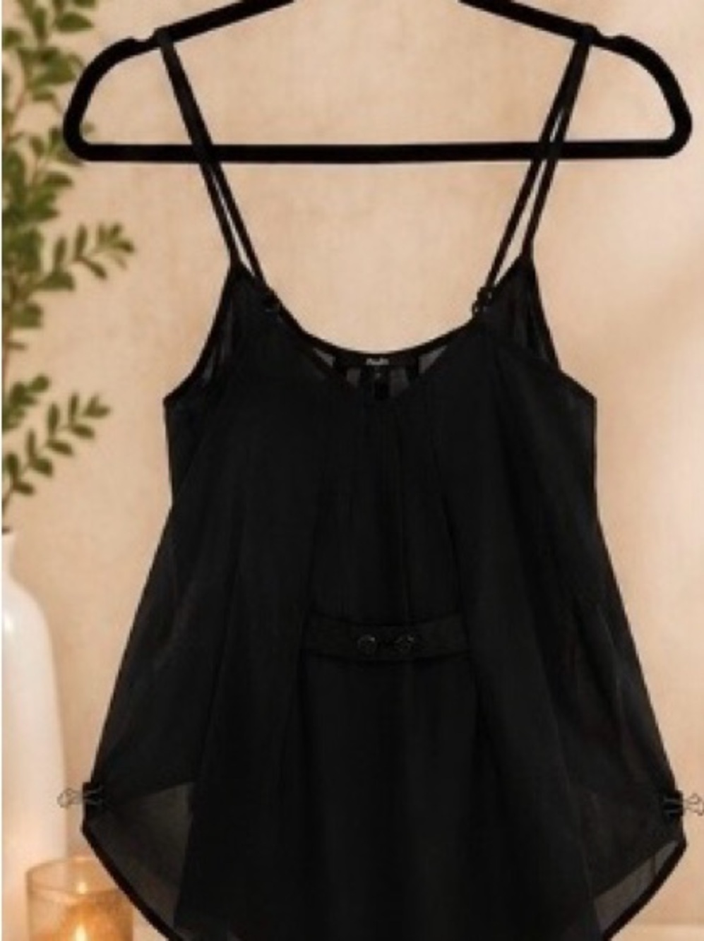 Papaya Teal and Black Pleated Spaghetti Strap Camisoles - Picture 4 of 5